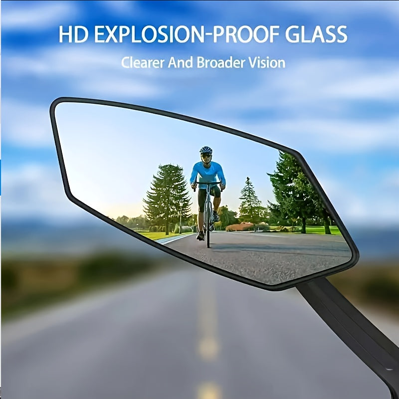 2 PCS Set HD Wide Angle Bicycle Rearview Mirrors - 360° Adjustable, Suitable for Scooters & Bikes Reflective Mirror - Durable ABS, Black Rectangular Handlebar Mirror with Clear Vision Reflection