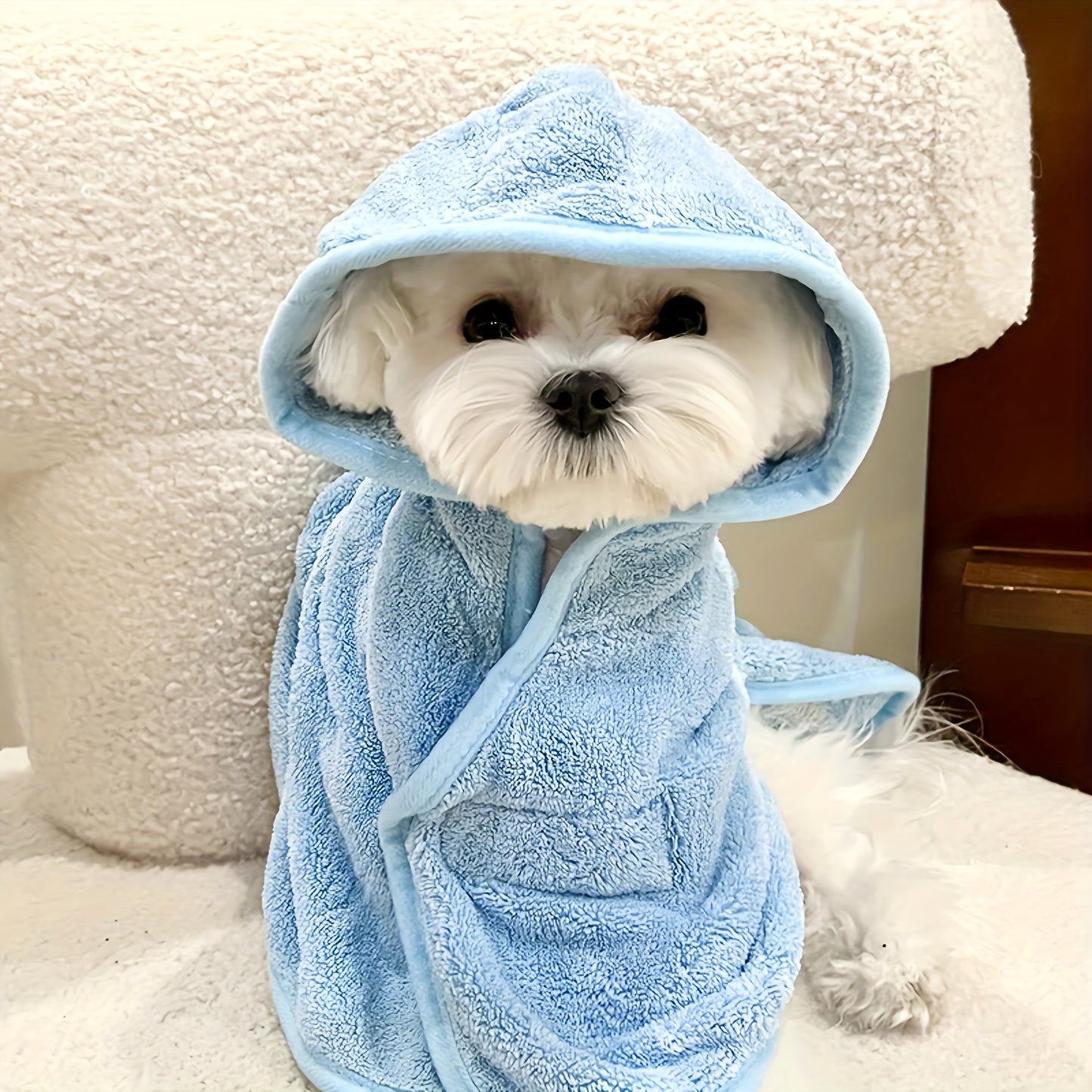 7 Colors Ultra-Soft Quick-Dry Pet Bathrobe for Small & Medium Dogs & Cats - All-Season Lightweight Design with Safety Closure, Easy-Button Entryway, Machine Washable, Cozy Fleece-Lined for Warmth, Pet Wash-Robe, Cozy Fleece L