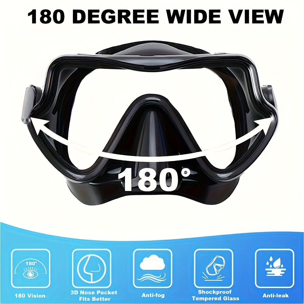Snorkeling Mask Breathing Tube Set Large Frame Silicone Mask, Anti-Leak Anti-Fog Snorkel Mask Swimming Goggles for Men Women