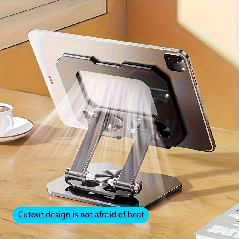 NEW Silvery Tablet Stand, Desktop Live Streaming Phone Holder with a 360° Rotating Base, Designed with a Sturdy Metal Structure for a Secure Grip, Compatible with Various Tablets And Smartphones, Multifunctional Mounting Dev