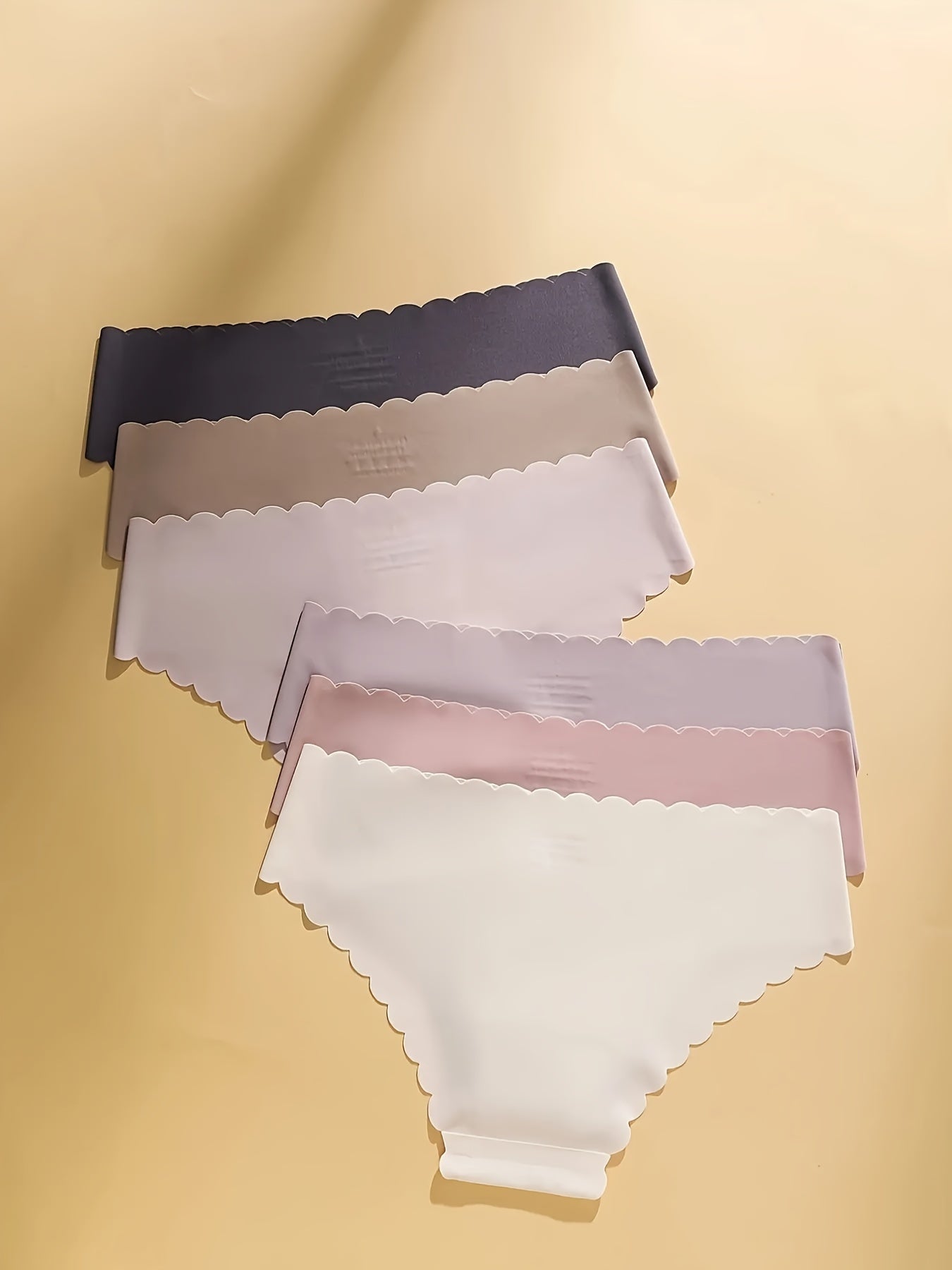 6-Pack Women's Sheer Bikini Briefs - Solid Pastel Colors (Pink, Lavender, Beige, Navy,, Dark Brown) - Mid-Rise Smooth No-Show Underwear for Yoga, Gym, Dance - Soft Breathable Quick-Dry Panties