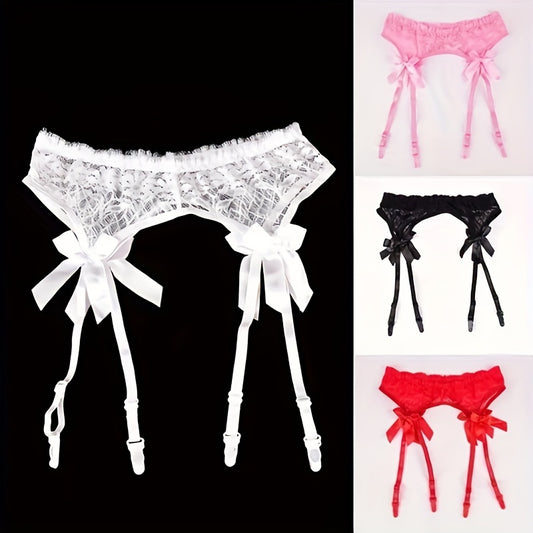 Women's Sexy Lace Sheer Garter Belt with Cute Bow, Adjustable Close-Fitting Lingerie for Wedding Garters Ladies Underwear Lingerie Apparel Supplies