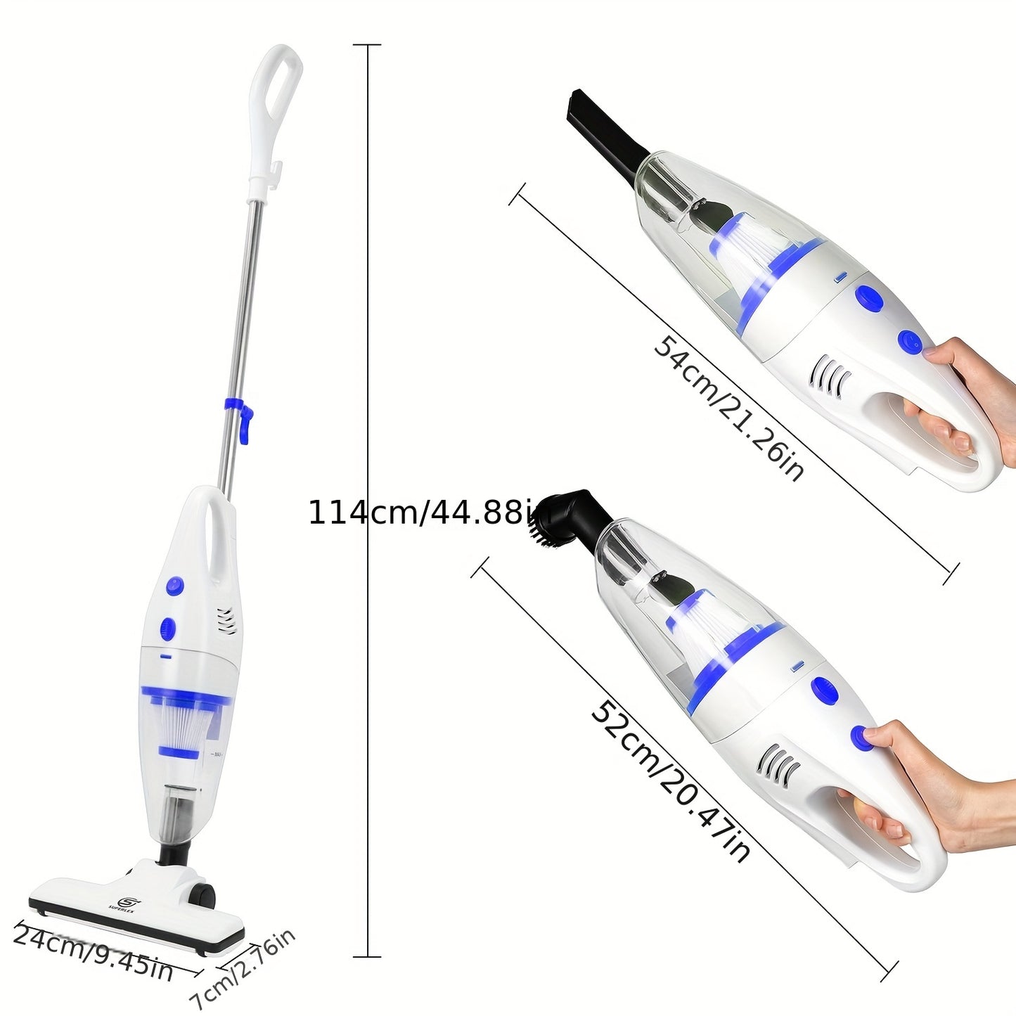 NEW Arrivals 600W Vacuum Cleaner with Cable 4-in-1 Upright Bagless Vacuum, Hand-Held Stick Vacuum Cleaner 16Kpa Suction with HEPA Filter for Animal Hair, Carpet, Rugs, Floor Home Cleaning Supplies