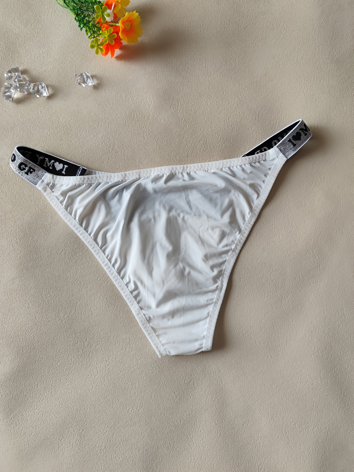 3pcs Men's Sexy Low-Rise Briefs with Love Waistband - Soft, Breathable Nylon Underwear with Stylish Pouch Design, Sizes M/L