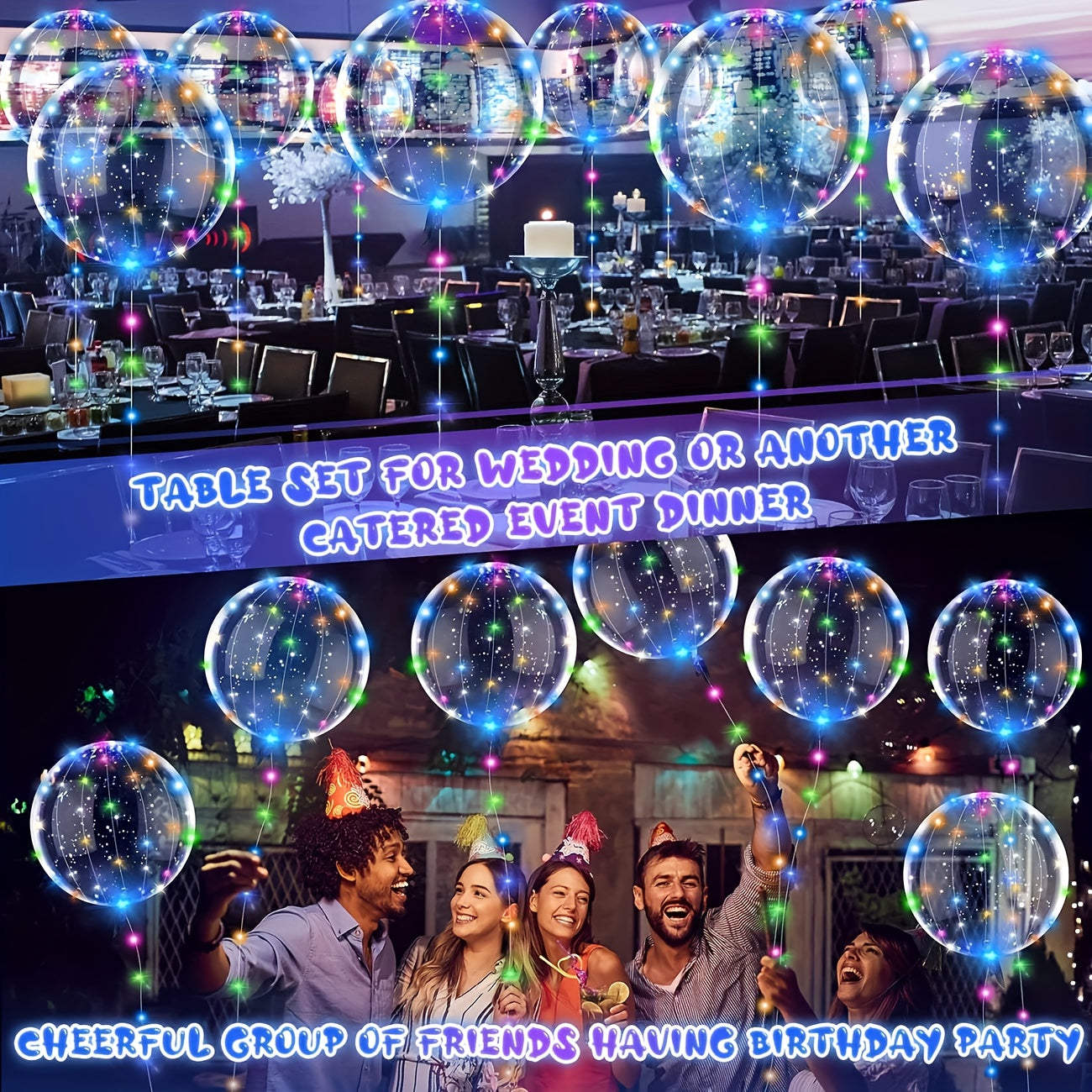 25PCS Set  (10 String Lights + 15 Balloons) Transparent Glitter Bubble Decorations, Suitable for Weddings, Engagements, Christmas, New Year, and Valentine's Day - Battery Operated (AA Batteries Not Included)