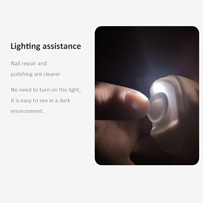 Portable Electric Nail Clipper & Grinder - USB- Automatic Nail Trimmer with 3-Speed Motor, Brushless/Brush Engine (No Adapter Included), LED Night Light & Flying Debris for Toenails & Fingernails