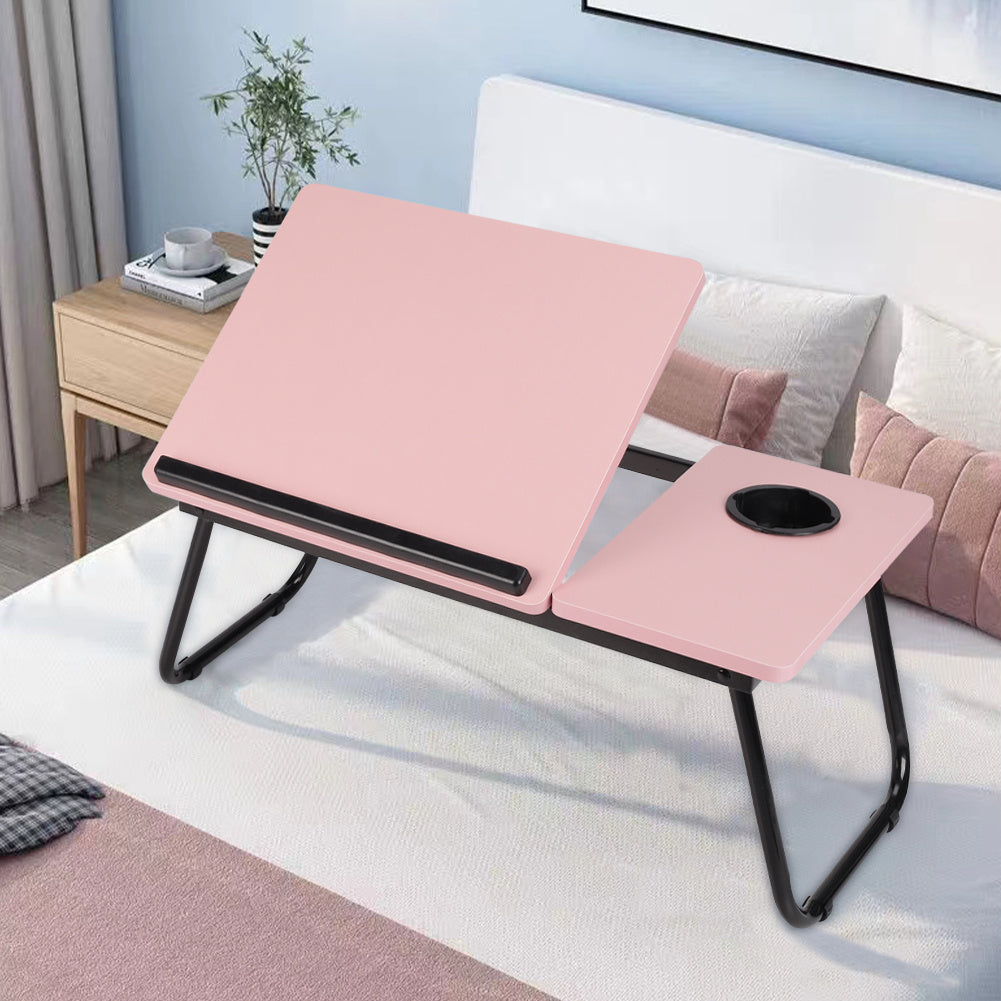 Laptop Desk Laptop Bed Table with Foldable Legs and Cup Slot, Reading Holder Notebook Stand with Adjustable Height Angle, Laptop Bed Tray for Bed Sofa Breakfast Work Study Reading