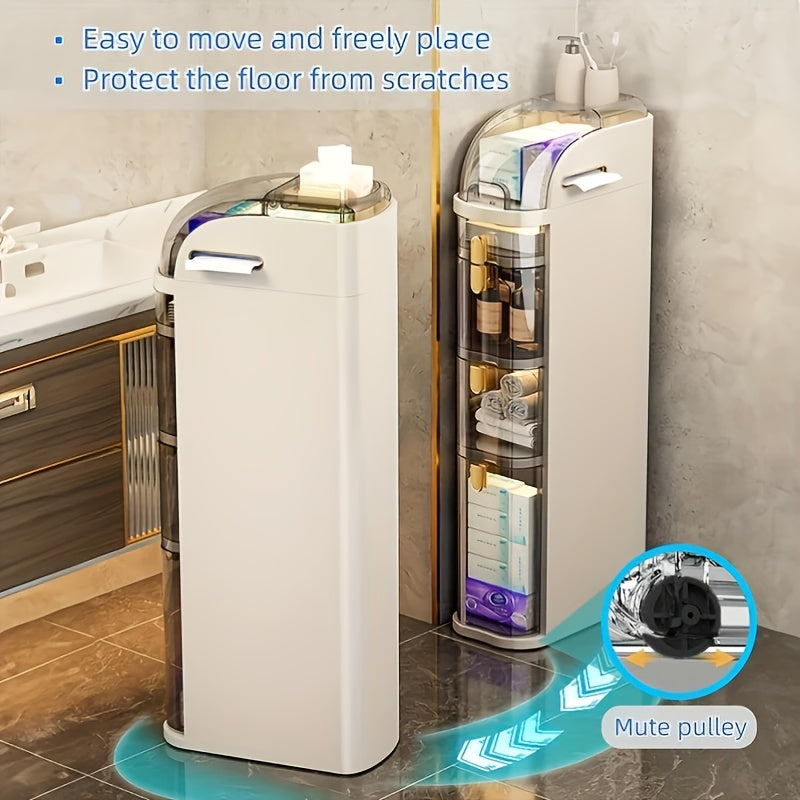 2- Tier Slim Bathroom Luxury Storage Cabinet Narrow Cabinet for Small Spaces- Out of Box, Under-Bed Storage