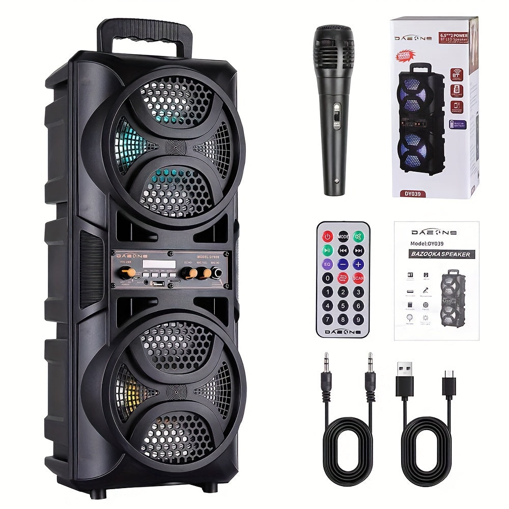 3000W Dual 16.51cm Portable Wireless PA Wireless Speaker  With Subwoofer, Loud Sound Powerful, Speaker Sound System, Karaoke Speaker System With Microphone, Remote Control, MP3/USB/SD, LED Battery Indicator Lights, High