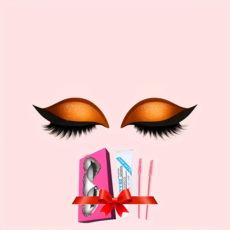 A New Set of Thick, 8 Colors Naturally Curled False Eyelashes with Glitter, Self-Adhesive Eyeliner And Eyeshadow Stickers, Double Eyelid False Lashes, Perfect for Quick Application for Lazy Makeup Routines. It Includes Glue A