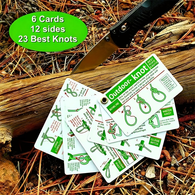 NEW Outdoor Knots Reference Guide - Includes 23 Various Rope Knots, with Mini Storage Clip, Perfect for Wilderness Bushcraft Sports Survival Kit, Kayak Boating, Camping, And Sport Emergencies