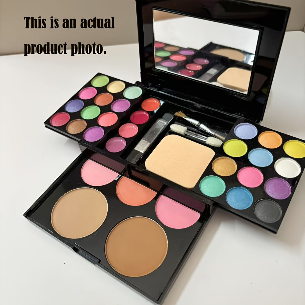 Multifunctional Makeup Palette - 24 Eyeshadows + 3 Blushes + 2 Contour Powders + 4 Lip Glosses + Brush | Compact And Portable Set | Waterproof And Natural End