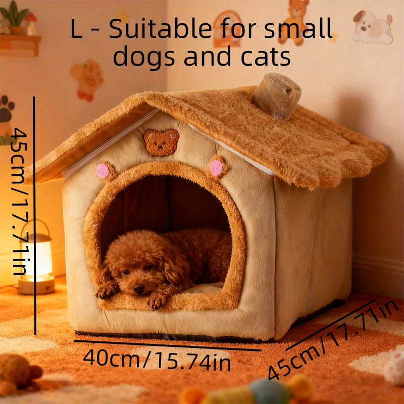 Perfect Gift for Pet Dogs | Comfortable Soft Dog Bed with Built-in Plush and Thick Cushions, Detachable for Easy Cleaning, Suitable for All Seasons, Brown Polyester Material