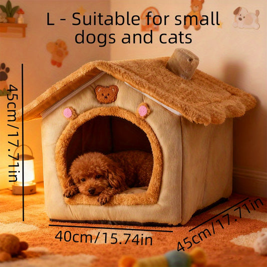 Perfect Gift for Pet Dogs | Comfortable Soft Dog Bed with Built-in Plush and Thick Cushions, Detachable for Easy Cleaning, Suitable for All Seasons, Brown Polyester Material