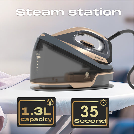 NEW Steam Generator Iron with 1.3L Removable Tank, Heavy-Duty Ceramic Soleplate, Vertical Steam Technology & 3.5 Bar High Pressure - Portable Steam Iron Suitable for Clothes, Garments, Travel & Use