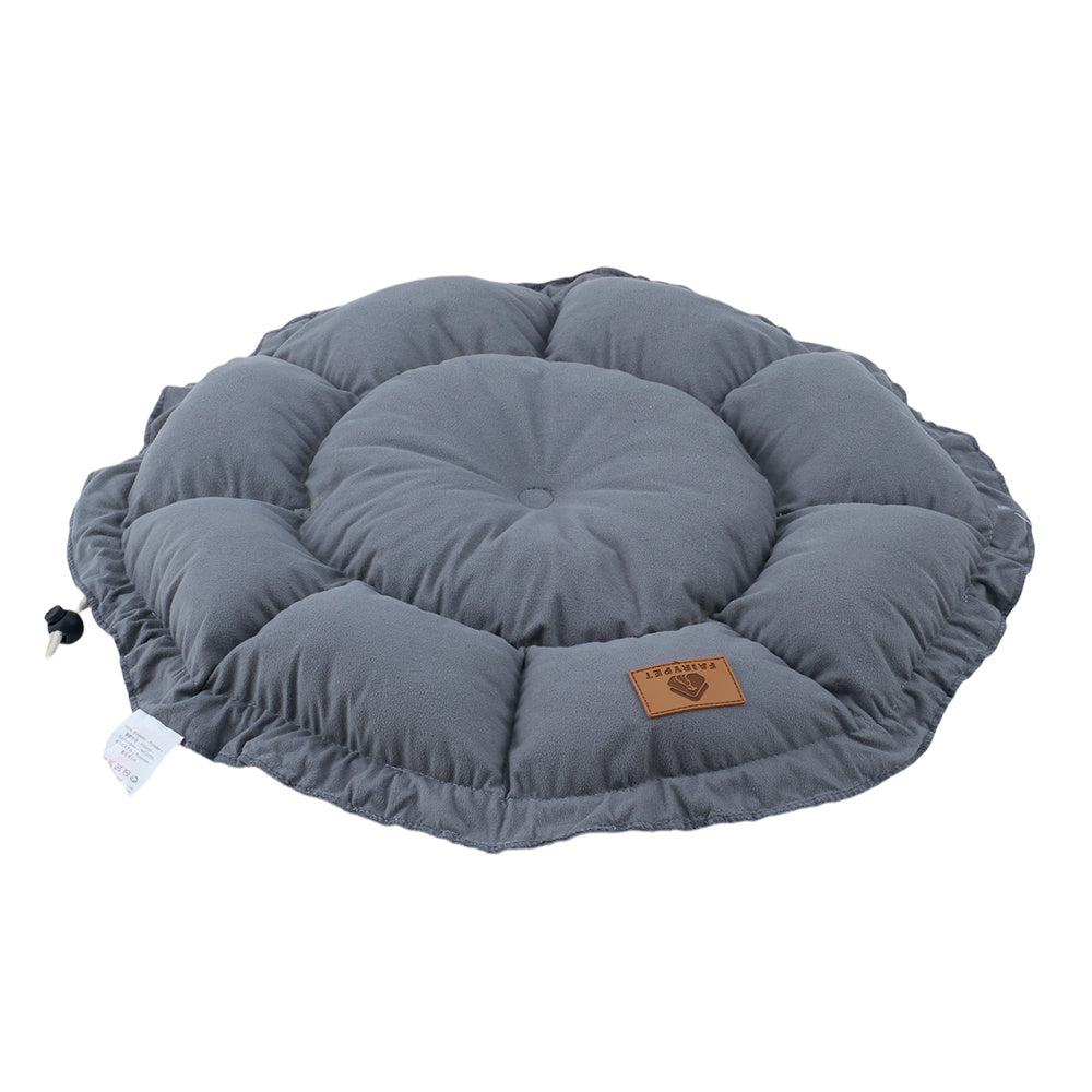 Retractable Round Pet Bed Deployment 45x45x3cm/Storage 28x28x14cm, Designed for Cats and Dogs Under 8kg, Drawstring Controls Usage Range