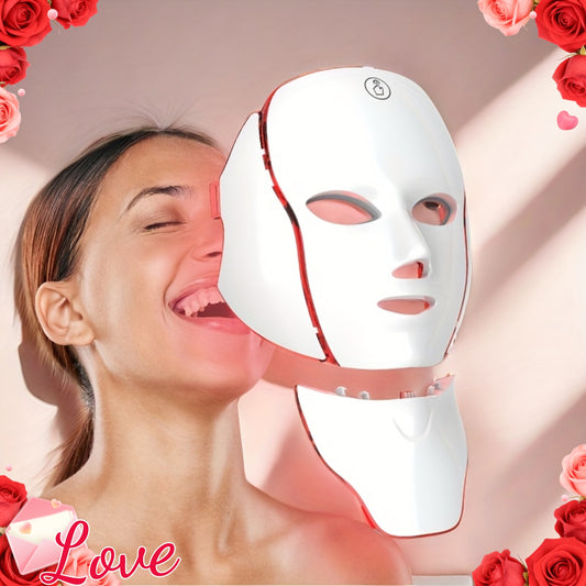7-Color Multifunctional Portable Facial and Neck Mask Machine | USB Charging, 600mAh Rechargeable Battery, Touch Screen, Wireless, Reusable, Suitable for Both Men and Women, Ideal for Home and Salon Use, Perfect Valentine'S D