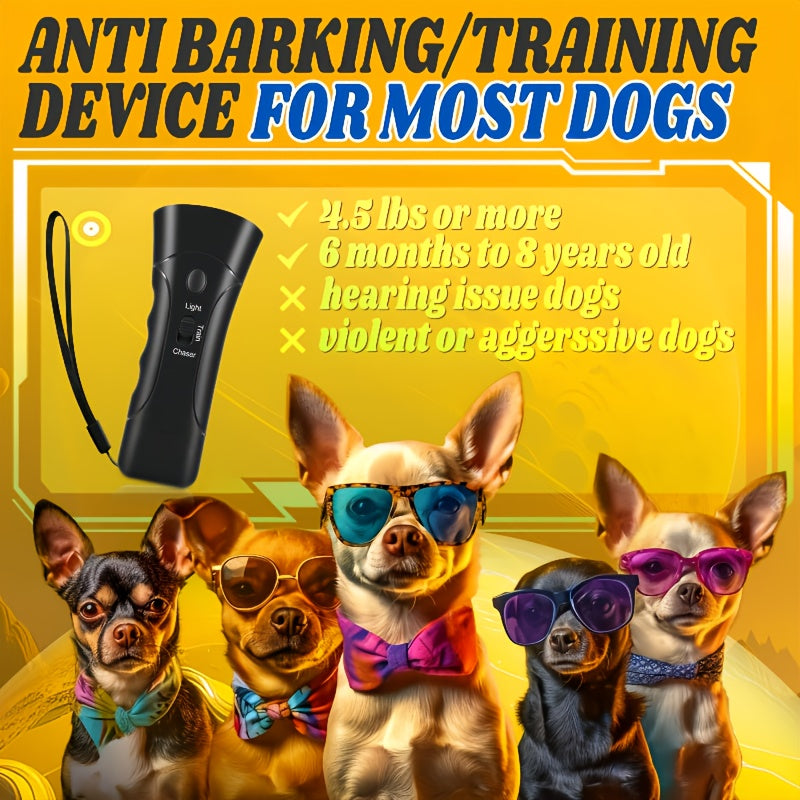 New Ultrasonic Anti-Barking Device, Dog Barking Control Device. Use 9V Square Battery (Excluding Battery) for Simple Use, 22KHz-28KHz Safe and Humane Sound Wave Technology, Effective Range 1-8 Meters. Portable Anti-Barking De