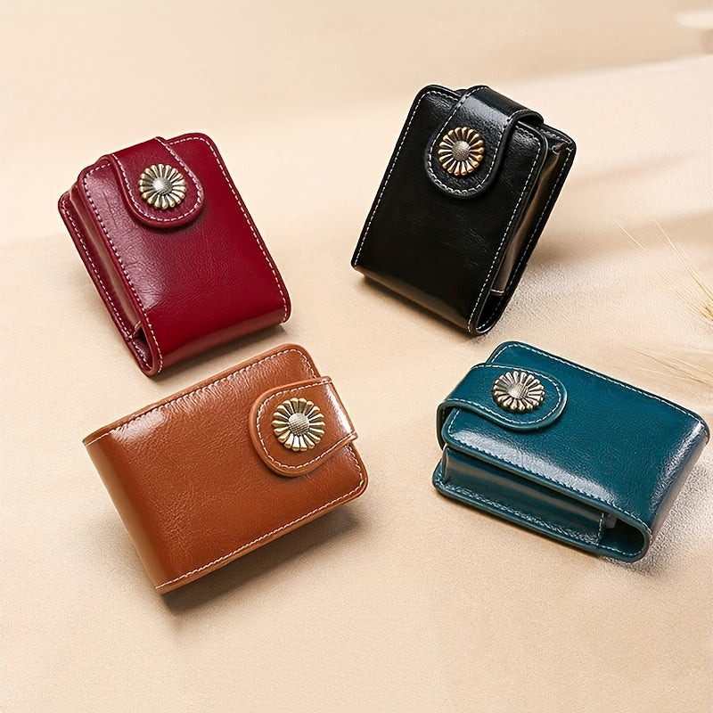 A Stylish And Elegant Mini Makeup Case PU Leather, Featuring a Mirror And a Snap Closure, Perfect for Daily Use And Travel. This Portable Beauty Storage Bag Comes in Red And Brown, with Fashionable Snap Closure And Metal Rive
