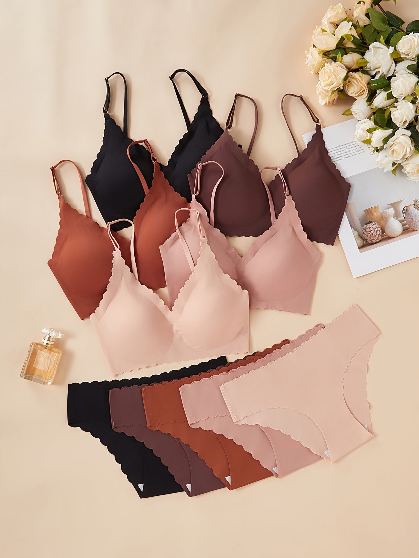 10pcs Women's No-Strap Lingerie Set - Sexy, Comfortable & Highly Supportive with Removable Pads, Adult Fashion | No-Strap Lingerie Set | Comfort Fit, Women's Underwear