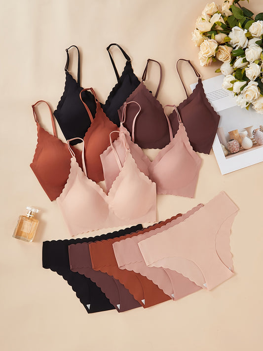 10pcs Women's No-Strap Lingerie Set - Sexy, Comfortable & Highly Supportive with Removable Pads, Adult Fashion | No-Strap Lingerie Set | Comfort Fit, Women's Underwear