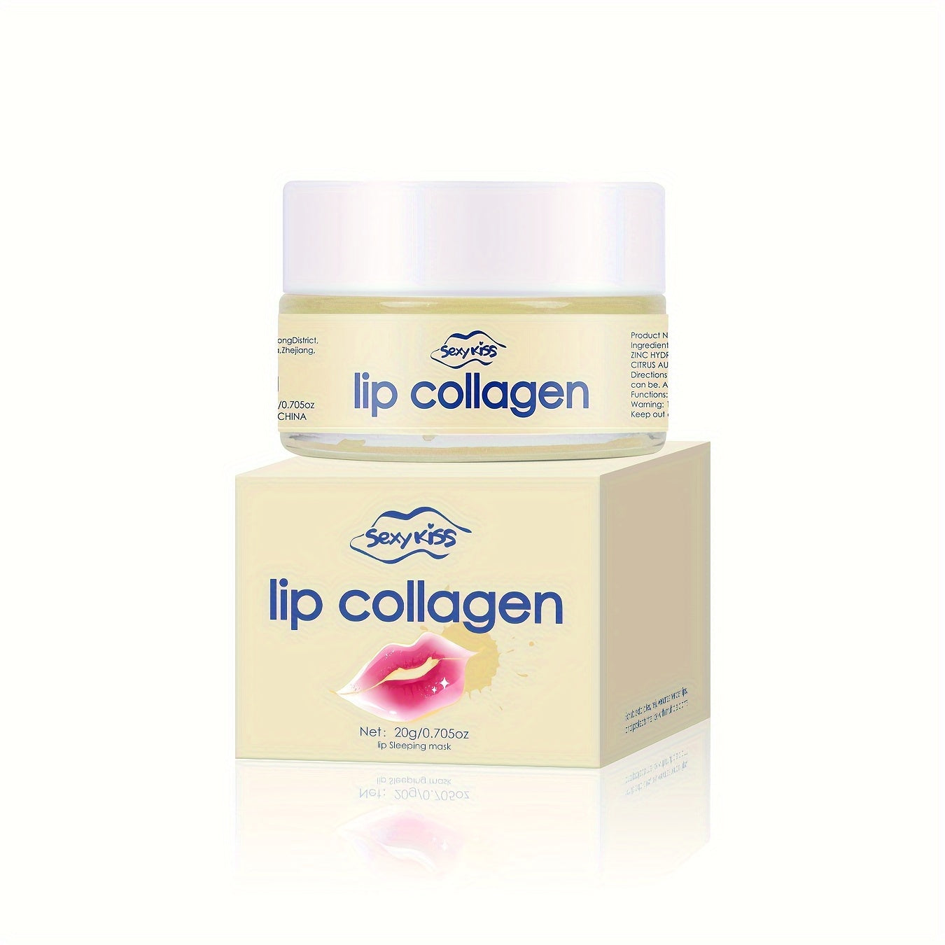 Lip Mask with Collagen and Hyaluronic Acid, 20g Hydrating Overnight Dry Cracked Lips Treatment, Exfoliating and Brightening, Long-Lasting Moisture with Silicone Lip Brush, Day and Night Use, Gift for Women