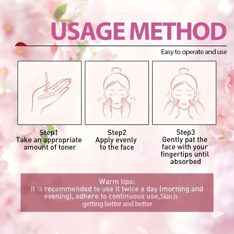 2PCS Set Instant Brightening & Hydrating Facial Toner Mist - Cherry Blossom Toner Water for Sensitive, Dry, Oily & Combination Light Beige, 100ml Large (2x50ml), Quick-Absorbing -Inspired Skincare, Sensitive Complexion Spray