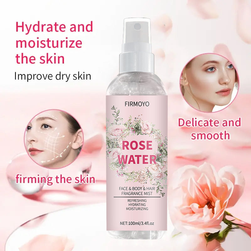 2pcs Rose Water Spray for Face, Hair, Body - 100% Hydration, Skincare Mist for Sensitive & Dry Beige, s & (Sensitive Scalp), Postpartum Care, Travel-Friendly Moisturizer (All Beige Types, 3.4fl.oz Each)
