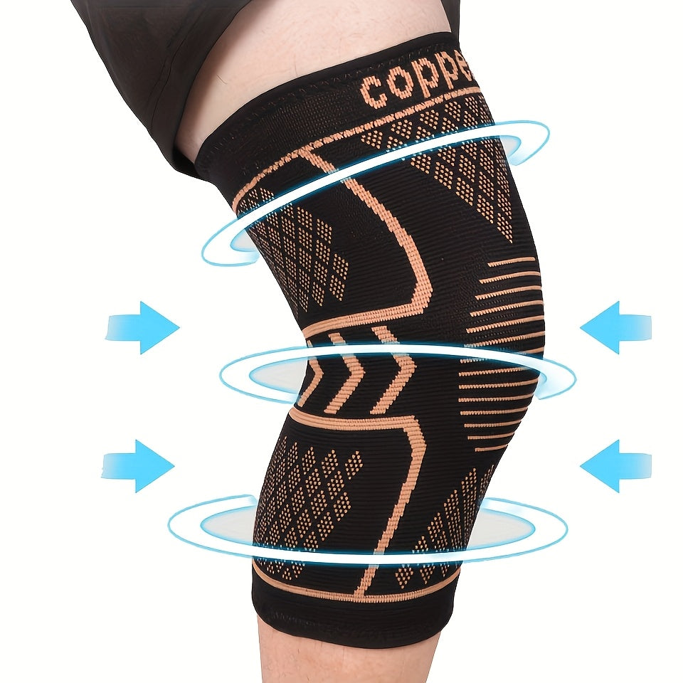 2 PCS Set M-2XL Plus Size Copper Fiber Knee Brace| Breathable, Non-Slip, Stabilizing Support with Hexagonal Patterns for Enhanced Comfort& Support, Black, Comfortable Wear, Hexagonal Design.