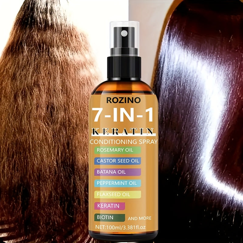 [Instant Hair-Smoothing Leave-in Shampoo Spray] 7-in-1 Keratin Care and Styling Spray, natural pure plant oil. It is smooth and shiny immediately upon spraying. Relieve dryness, tangling, cracking and split ends hair quality