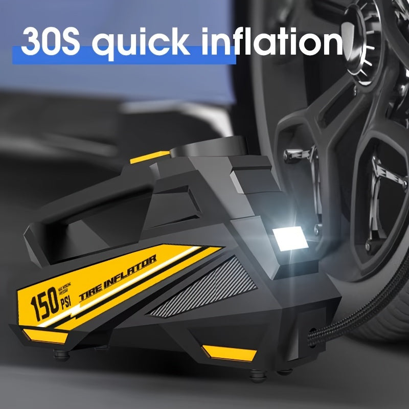 Digital Tire Inflator Is a Portable Air Compressor Designed for Cars, Motorcycles, Boats And Bicycles, Operating on DC 12 Volt And Featuring an LED Light, Without Battery