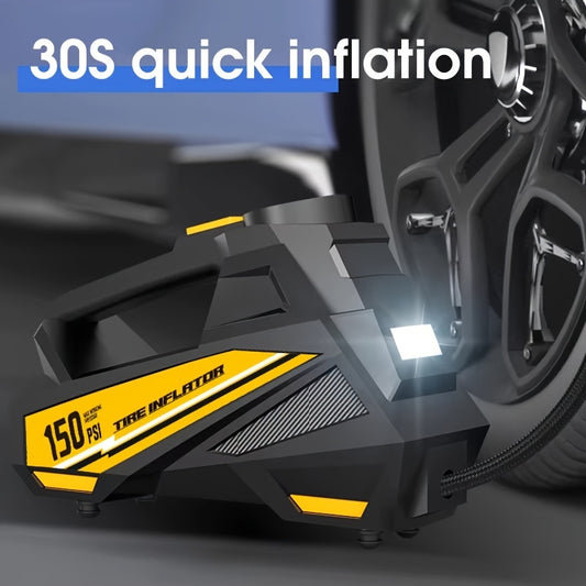 Digital Tire Inflator Is a Portable Air Compressor Designed for Cars, Motorcycles, Boats And Bicycles, Operating on DC 12 Volt And Featuring an LED Light, Without Battery