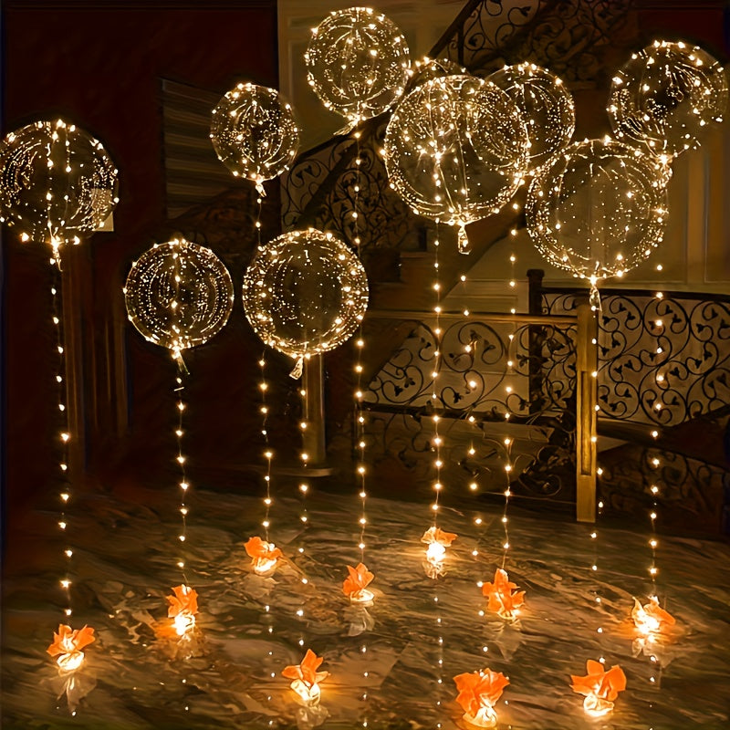 20pcs Set, 10 Balloons & 10 LED Lights | Bobo Transparent LED Light Balloons for Wedding, Birthday, Party Decorations, Perfect for Christmas and New Year Celebrations