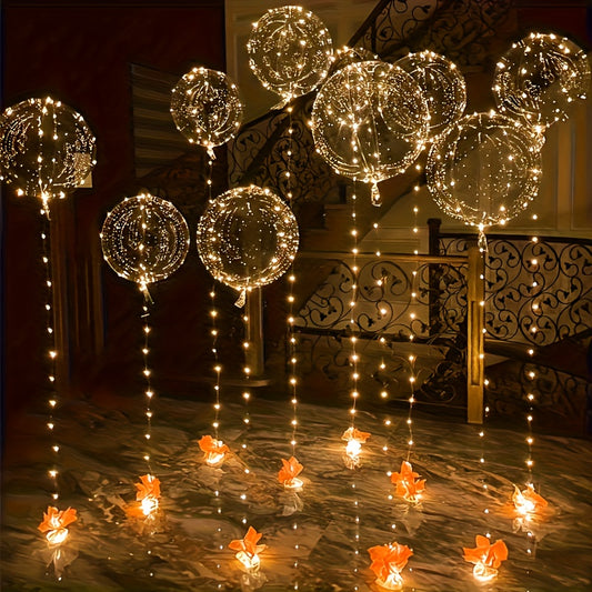 20pcs Set, 10 Balloons & 10 LED Lights | Bobo Transparent LED Light Balloons for Wedding, Birthday, Party Decorations, Perfect for Christmas and New Year Celebrations