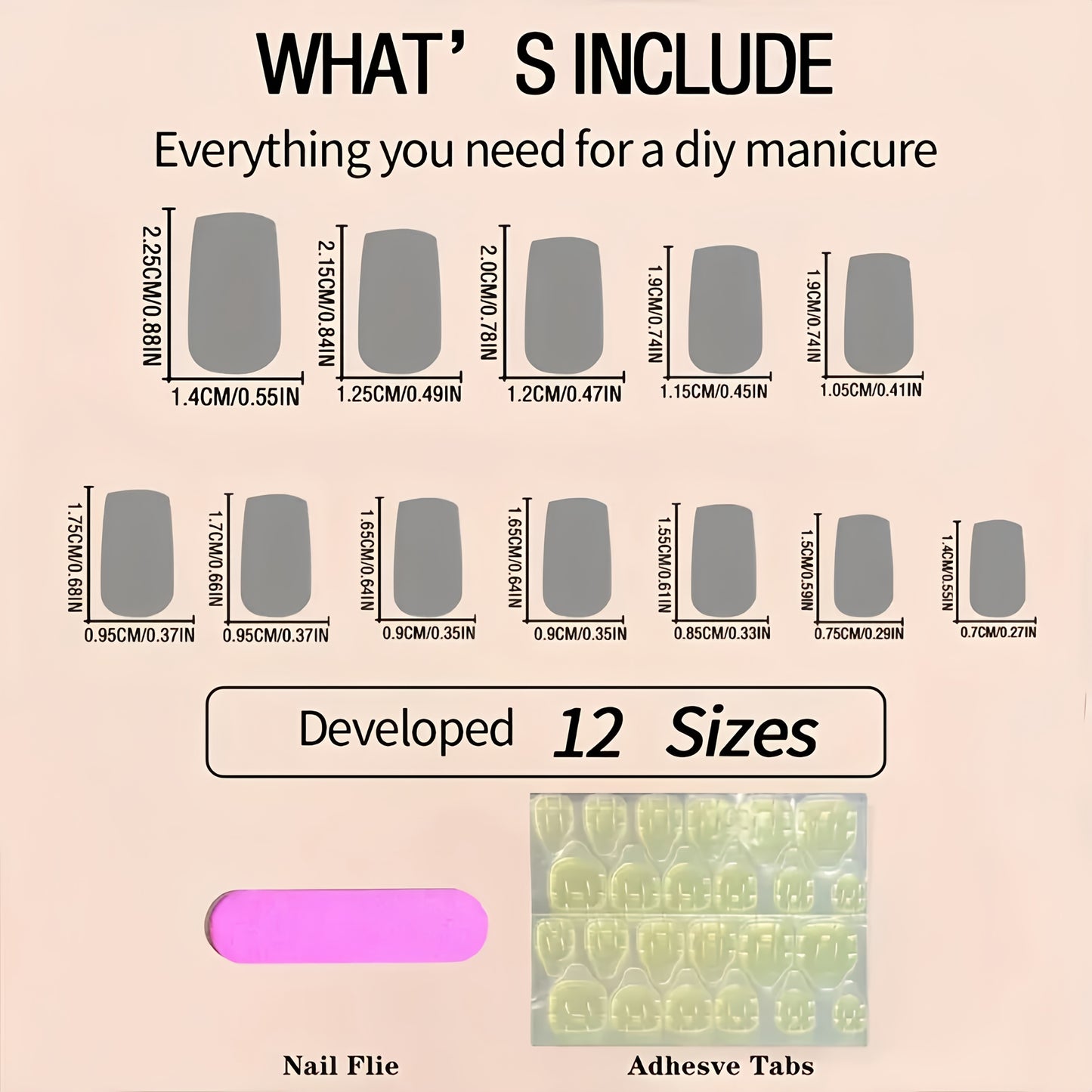 NEW 96 PCS Set 12 Sizes Short Square French-Style Press-On Nails Full Cover - White Tip Gradient Base, Glossy Short Length Fake Nails Suitable for Women, Spring Summer Daily Wear & Special Events