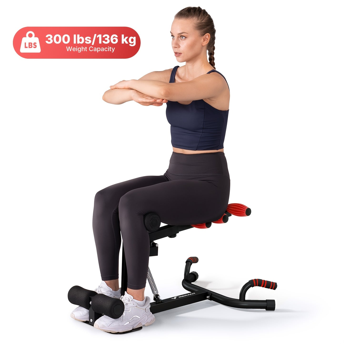 Home Gym  Women Men Training Squat Machine Adjustable with 3-Level Resistance, 136.08KG Weight Capacity, Safe & Easy-to-Use Squat Trainer Suitable for Fitness, Strength Training, Knee/Back, Compact (No Electronics)