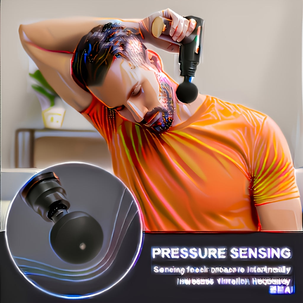 4-Head Interchangeable Massage Gun, 6 Adjustable Levels, LCD Display, Low Noise, USB Rechargeable, Perfect Holiday Gift!