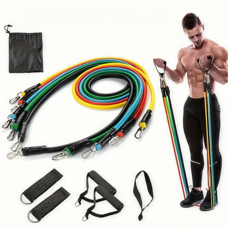 11 PCS Set Home Gym Women Men Fitness Resistance Band Set, Multifunctional Upper Body Workout Kit Sports Accessories
