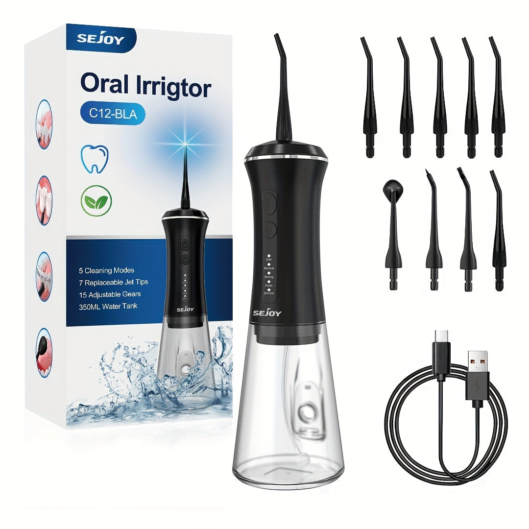 Water Dental Flosser for Teeth Cleaning, Cordless Portable Rechargeable Oral Irrigator, Teeth Deeply Cleaning, 4 Modes 5 Jet Tips Powerful Battery Water Teeth Cleaner for Home Travel