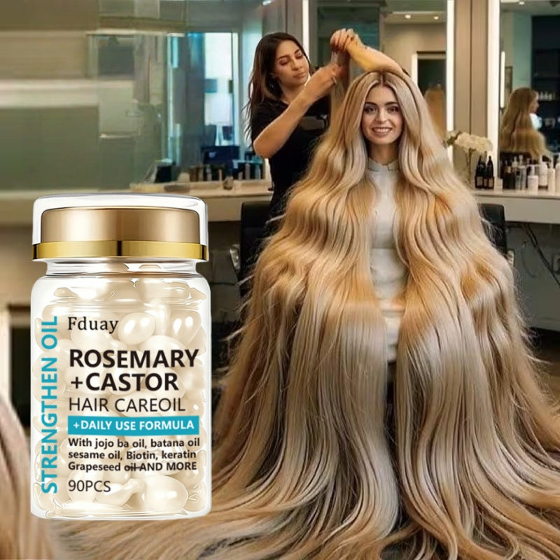 90-PCS Capsules Keratin Hair Mask, Rosemary Castor Oil Rice Water Shampoo, Conditioner | 200ml - Smooth, Shiny, Deep Cleansing, Frizz-Free, Fragrant, Soft Hair | Perfect for Dry Hair in Winter | Nourishing