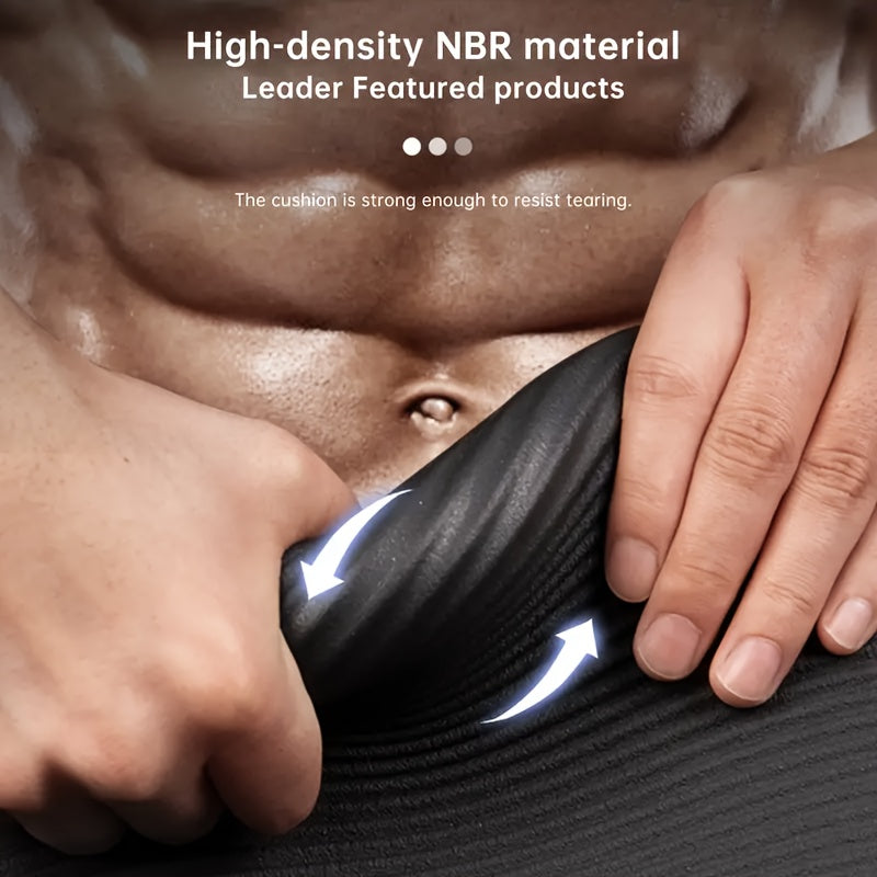 1 Extra Thick NBR Exercise Mat with Carry Strap | Wide Non-Slip Yoga Mat for Pilates, Workouts, Ideal for Hard Floors, Provides Excellent Joint Protection