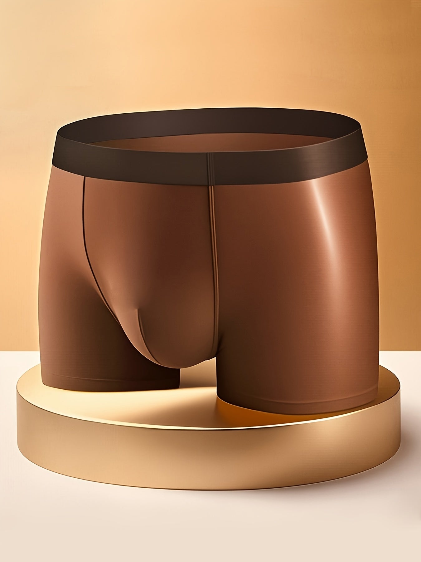 4pcs Black-Golden Gift Set Men's Summer Seamless Ice Silky Boxer Briefs - Shiny Glossy High-Quality - Multi-Color Solid - Comfortable & Breathable