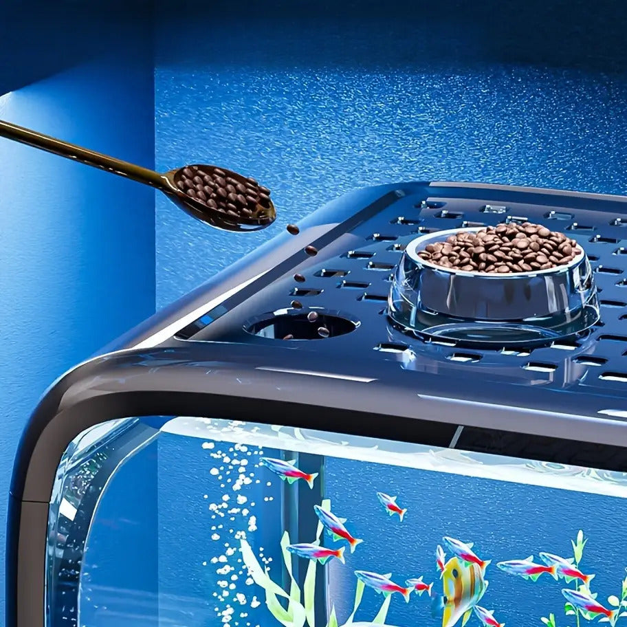 Modern Luxury Transparent Fish Tank | Integrated Aquarium with Cover, Minimalist Style for Living Room Decor, Durable PE Material, Designed for Freshwater Aquatic Life, Multi-Scene & 365-Day Use