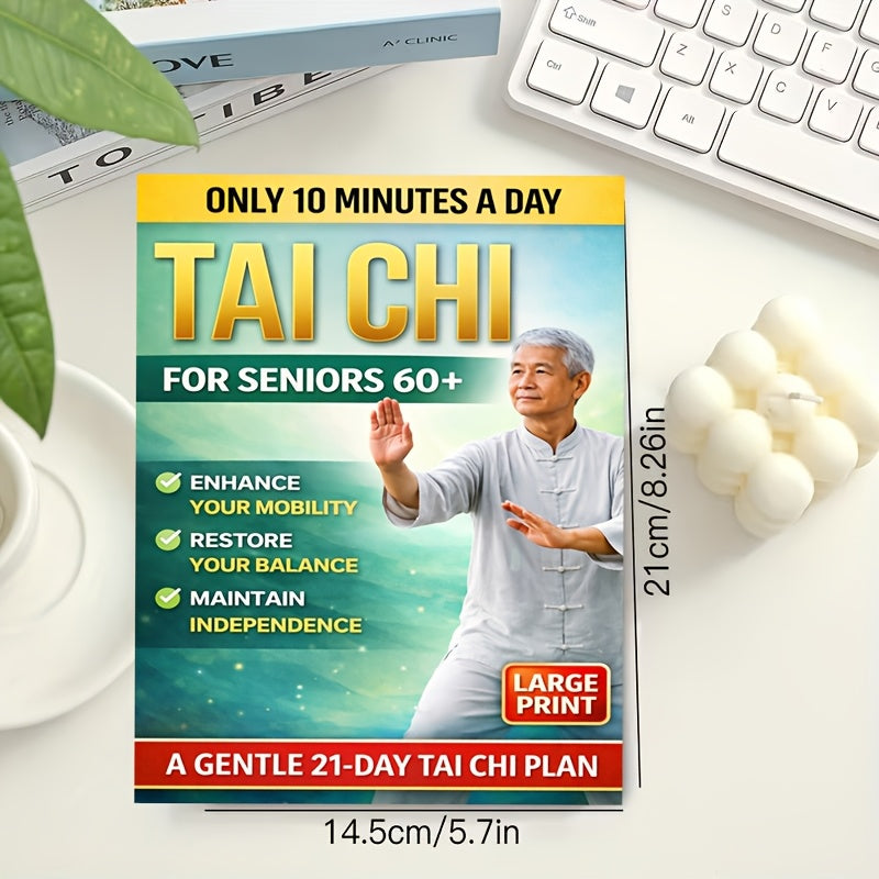 10-Minute Tai Chi Home Gym for Seniors Over 60: 21-Day Step-by-Step Balance Training & Fall Prevention (Large Print, Illustrated, At-Home, No Equipment) Elderly Sports Supplies