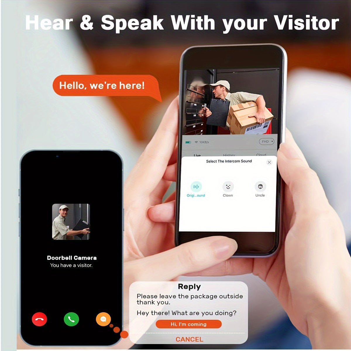 Wireless Smart HD Video Doorbell - 2.4G Wi-Fi, Night Vision, Voice Modification, Two-Way Communication, Photo Capture, Recording - Rechargeable Home Office Security Doorbell with Integrated Battery