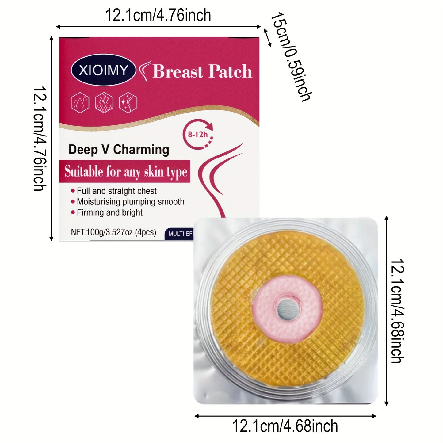 4 PCS Set of Instant Lift And Firm Breast Patches, Providing Intense Hydration And Deep Nourishment, Making The Skin on The Breasts Softer And More Hydrated, Infused with Aloe Vera And Hyaluronic Acid, Suitable for All Skin T