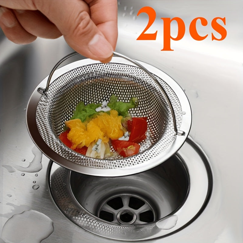 NEW 6 PCS Set Stainless Steel Sink Strainer with Handle - Rust-Resistant Mesh Design, Suitable for Kitchen and Bathroom Sinks, Easy to Prevent Clogging, Perfect for Draining Fruits and Vegetables
