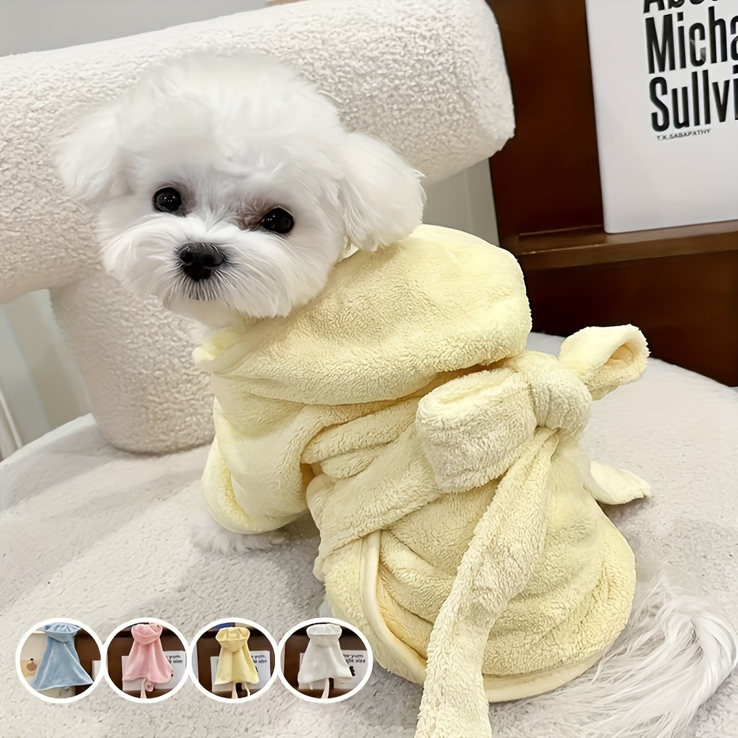 7 Colors Ultra-Soft Quick-Dry Pet Bathrobe for Small & Medium Dogs & Cats - All-Season Lightweight Design with Safety Closure, Easy-Button Entryway, Machine Washable, Cozy Fleece-Lined for Warmth, Pet Wash-Robe, Cozy Fleece L