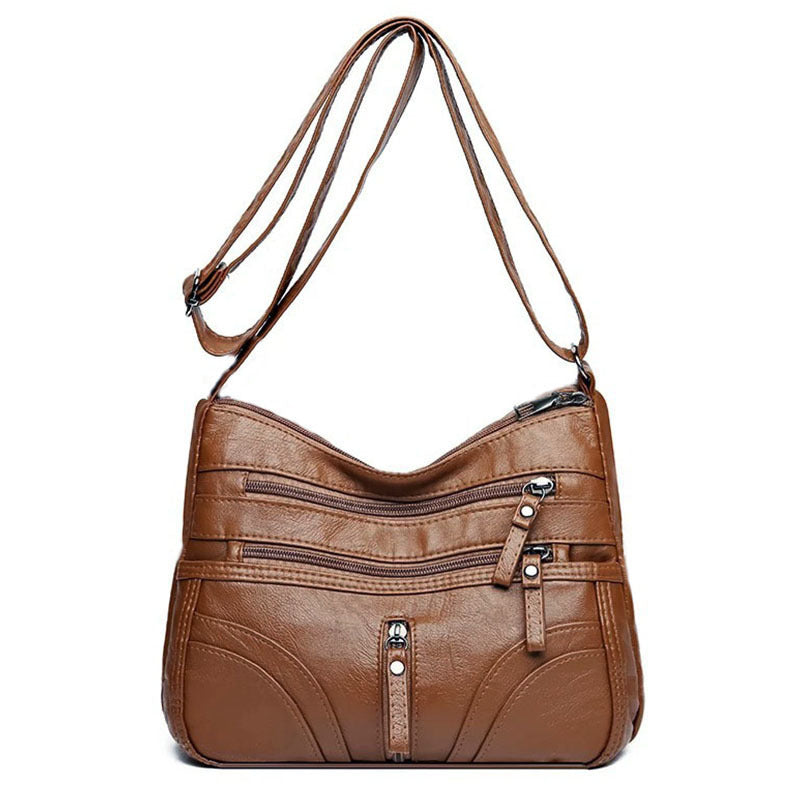 Women's Single Shoulder Bag - Multi-layered New Style Fashionable and Versatile Crossbody Bag for Both Men and Women, Suitable for Casual Use. [The Zipper Direction Is Random]