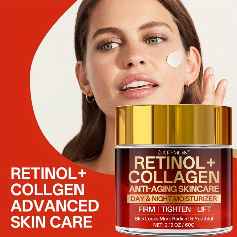 Retinol Collagen Cream That Hydrates, Tightens, And Lifts Drooping Skin, Enhances Elasticity, Balances Skin Tone, Includes Hyaluronic Acid, Vitamin C, And Peptides, Giving The Skin a Youthful And Radiant Appearance, Appropria